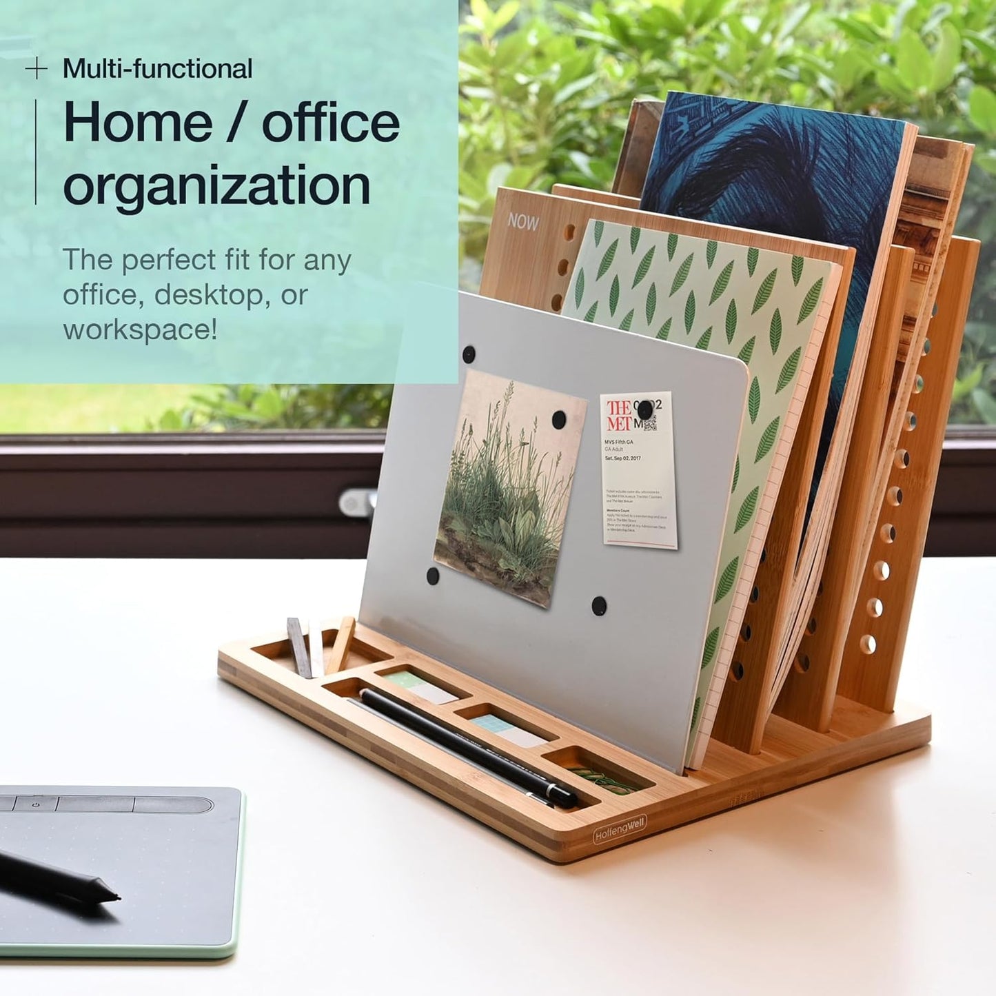 Bamboo Wood Desk Organizer - 3-Tier File Holder & Mail Organizer | Non-Slip Design for Easy Assembly