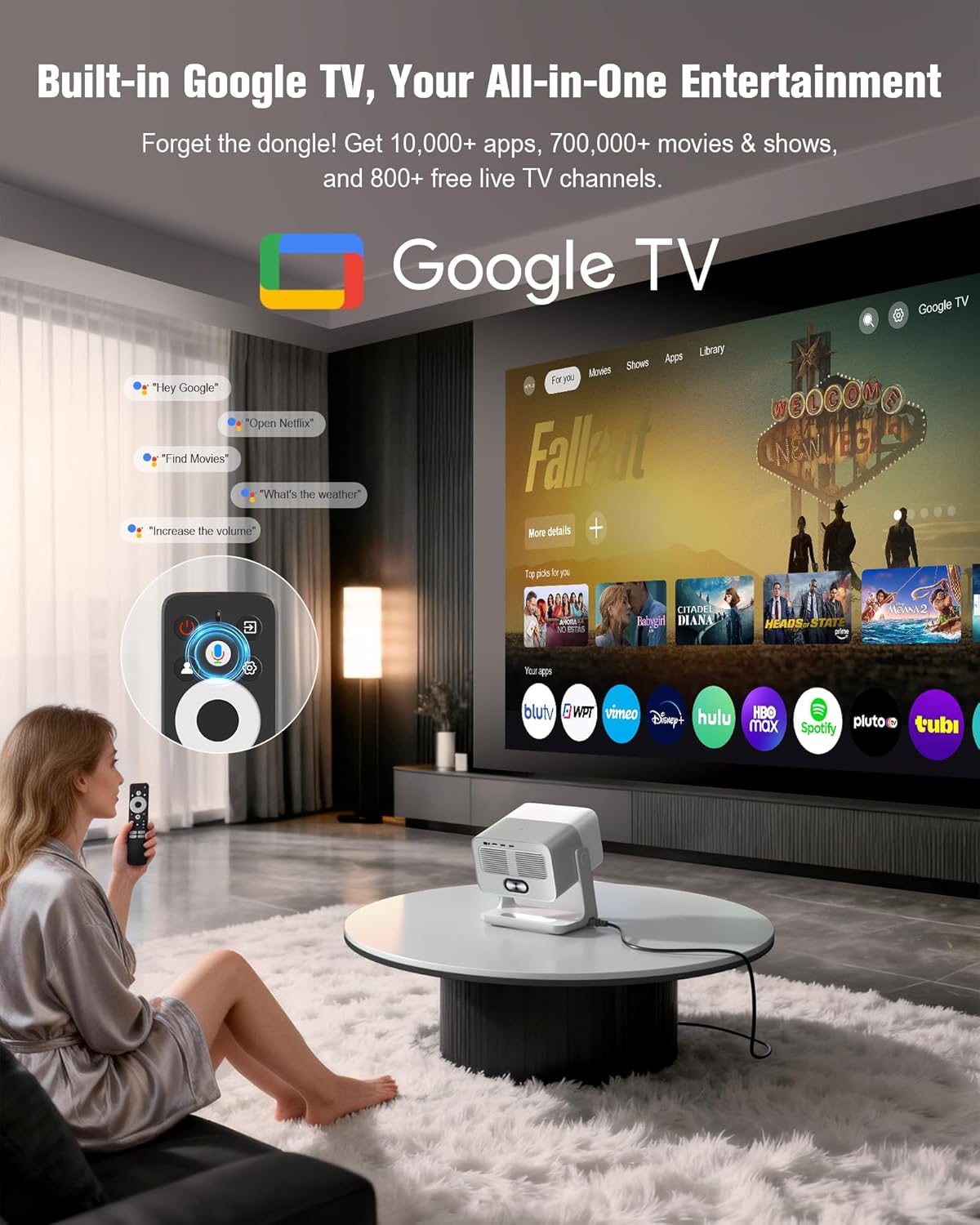 VOPLLS Smart Mini Projector - Thinnest 1080P Portable Projector with WiFi, Bluetooth & Auto Focus | 4K Support