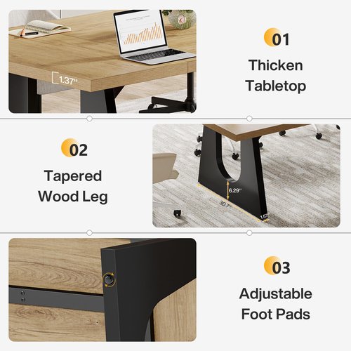 Tribesigns Large Conference Table, 70.9 Inches Rectangular Office Desk, Rustic Wood Conference Meeting Room Table for 6-8 People, Business Seminar Tables, Breakroom, Reception Office Furniture, Oak