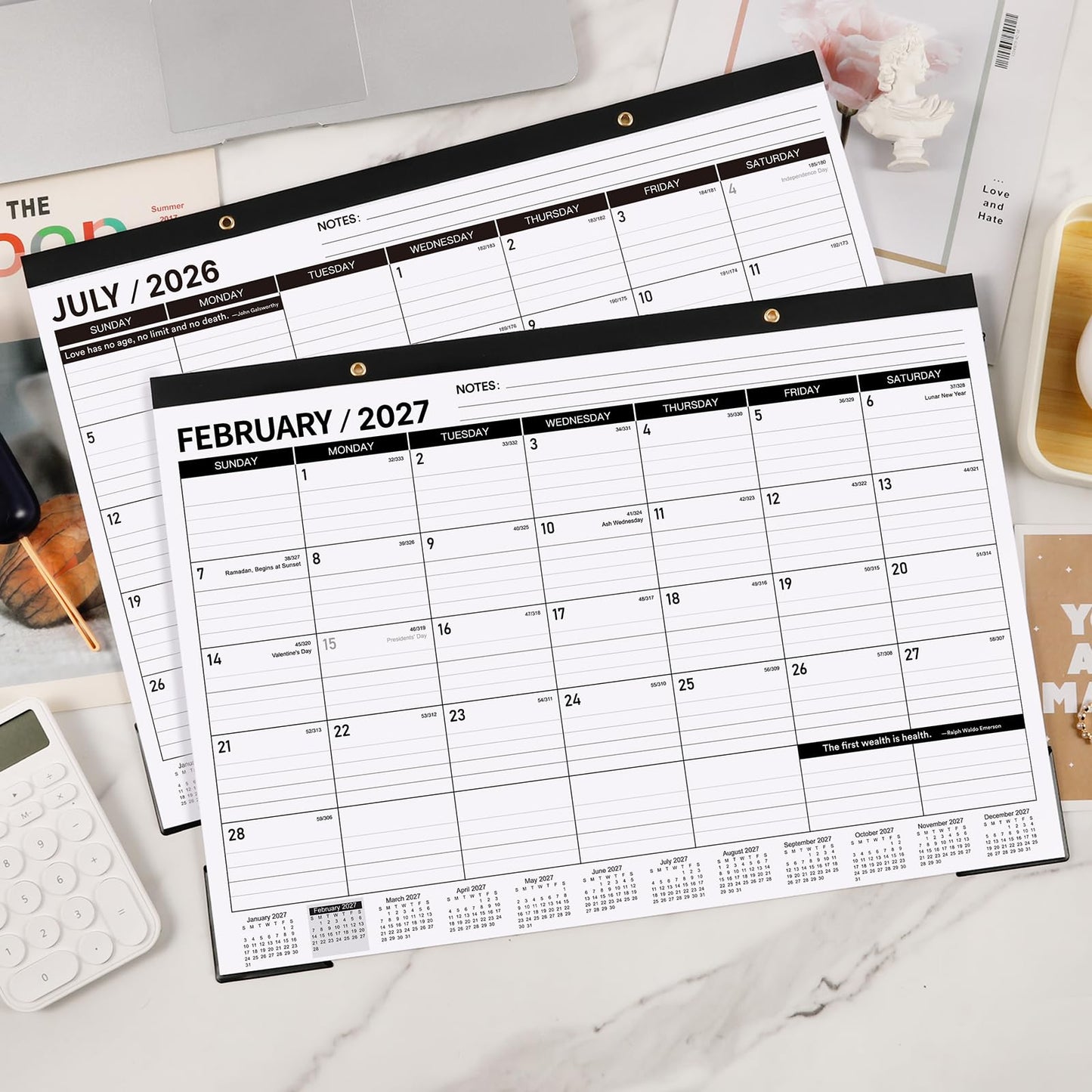 Desk Calendar 2026-2027 - JUL. 2026 - DEC 2027, 18 Months Large Desk Calendar 2026-2027, 17" x 12", Desk Pad, Large Ruled Blocks, to-do List & Notes, Best Desk/Wall Calendar for Planning or Organizing