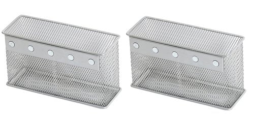 YBM HOME Magnetic Pencil Holder Wire Mesh Storage Basket Organizer with Strong Magnets Excellent for Whiteboard, Fridge and Locker Accessories, 2-Pack Medium