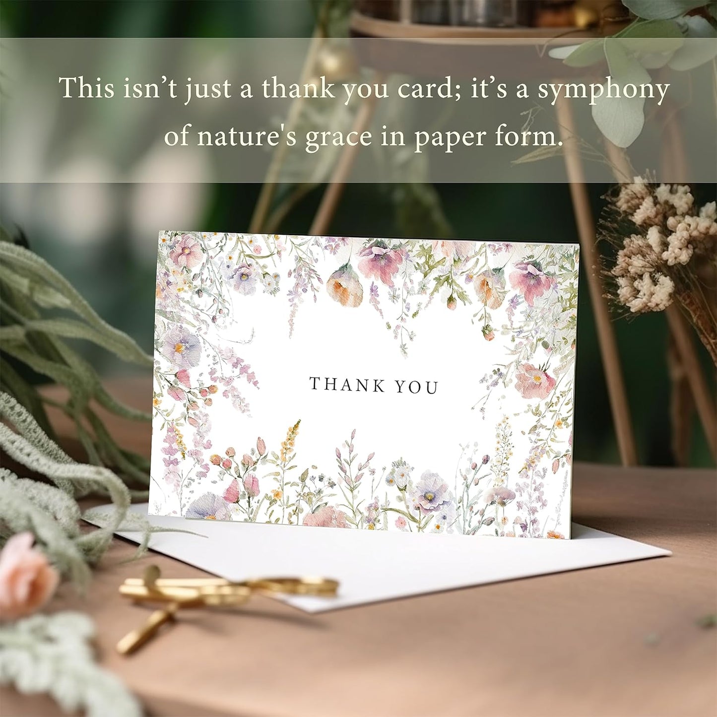 SLAPAFLIFE Floral Thank You Cards - 48-Pack 4x6 Inches with Envelopes & Stickers for Baby Showers, Weddings, Birthdays