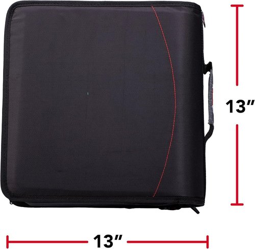 Case-it Mighty Zip Tab Zipper Binder - 3 Inch O-Rings - Expanding File Folder with 600 Sheet Capacity - Jet Black