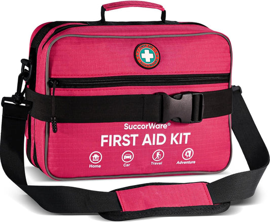 Skiennix Professional 435-Piece Large First Aid Kit - Comprehensive Emergency Medical Supplies for Home, Camping, Travel & More (Pink)