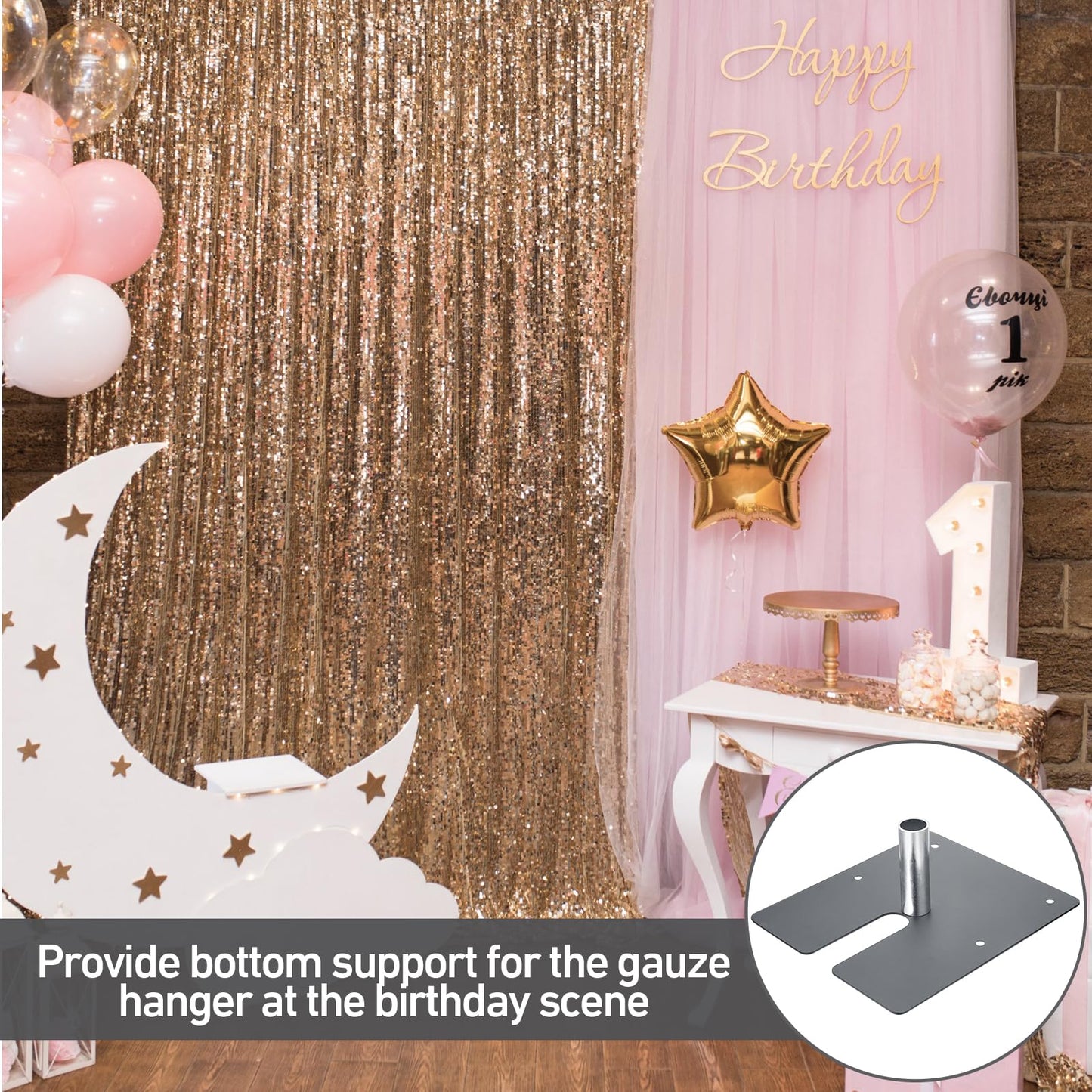 Zonon 1 Pcs Pipe and Drape Base Plate 14 x 16 Inches Backdrop Stand Flat Brace Bracket with a Fixing Pin for Backdrops Trade Shows Events Booths and Bracket (2'' Diameter Fixing Pin)