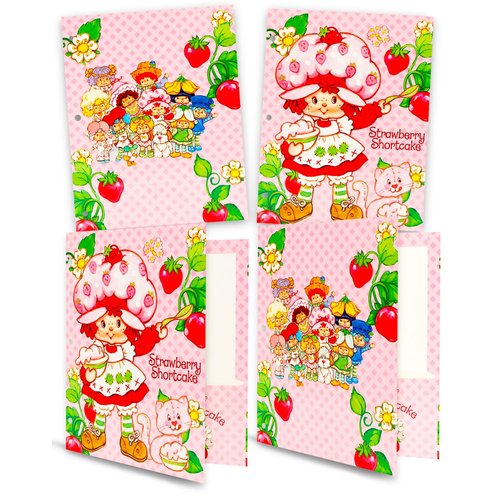 Strawberry Shortcake Folders for School - Pocket Folders Bundle Includes 4 Laminated Strawberry Shortcake Plastic Folders Plus Stickers, More | School Supplies for Girls