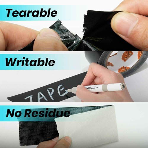 TAPEBEAR 12 Rolls Duct Tape Heavy Duty Waterproof 1.88" x 35 Yards, 16.5mil Thick Strong Tape, UV Resistant, All-Weather, No Residue, Super Strength for Industrial Use Indoor Outdoor Repairs, Black