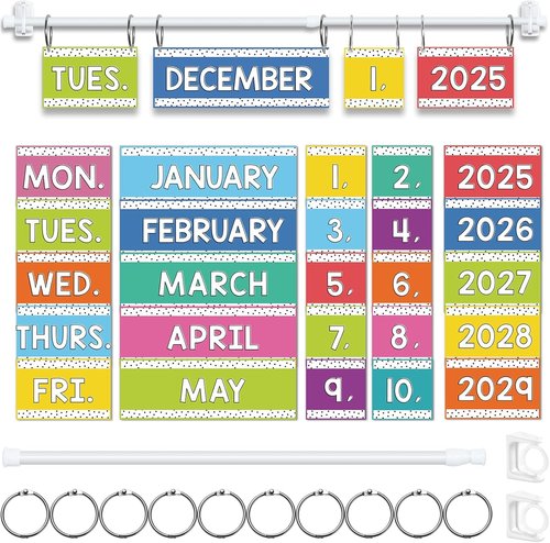 Rainbow | Flip Calendar Board Set by Rainbow - Colorful Classroom Decoration with Adjustable Date Cards