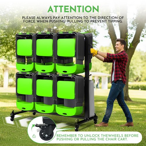 Folding Chair Rack Cart Chair Storage - Heavy-Duty 1100LB Capacity Holder for 84 Folding Chairs or 42 Chairs & 12 Tables - Includes Weatherproof Cover, Elastic Straps, Locking Wheels
