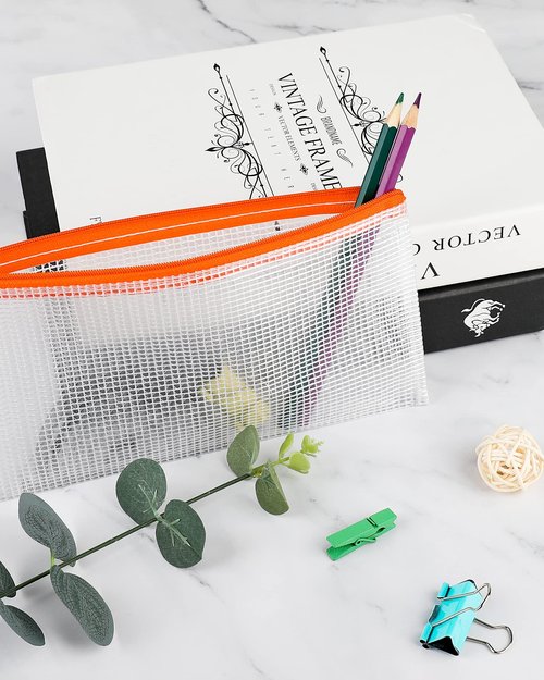 Smarpau 96 Pack Pencil Pouch, 12 Colors 9.3" x 4.7" Small Mesh Zipper Pouches, Clear Pencil Case Waterproof Zipper Bags for Office Supplies, Travel Organization