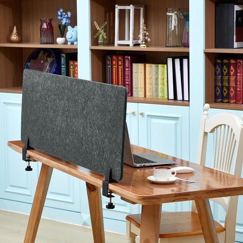 Colarr Sound Proof Dividers with Clamp 16 x 47 '' Mounted Desk Divider Privacy Panel Acoustic Absorbing Desk Partition Privacy Boards for Office Desktop Accessories Reduce Distractions