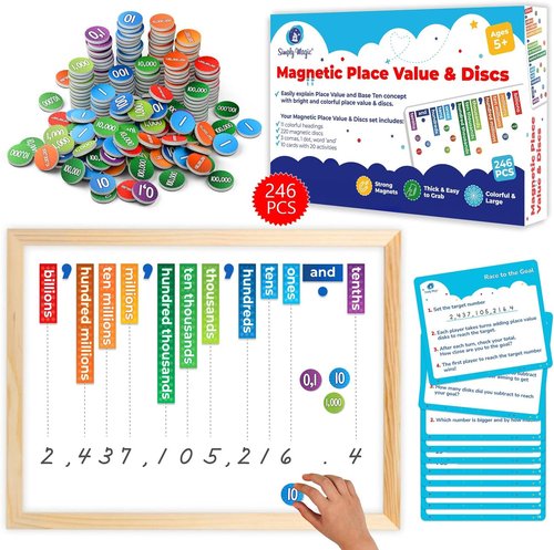 Simply Magic 246 PCS Magnetic Place Value Discs Set - Engaging Math Manipulatives for Learning