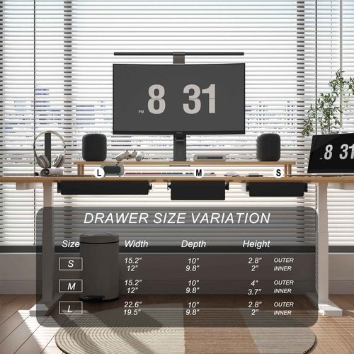 Gaxomo Under Desk Drawer (22.6''x10''x2.8'') with Sliding Pencil Tray, Office Desk Drawer Attachment, Extra Storage Organizer