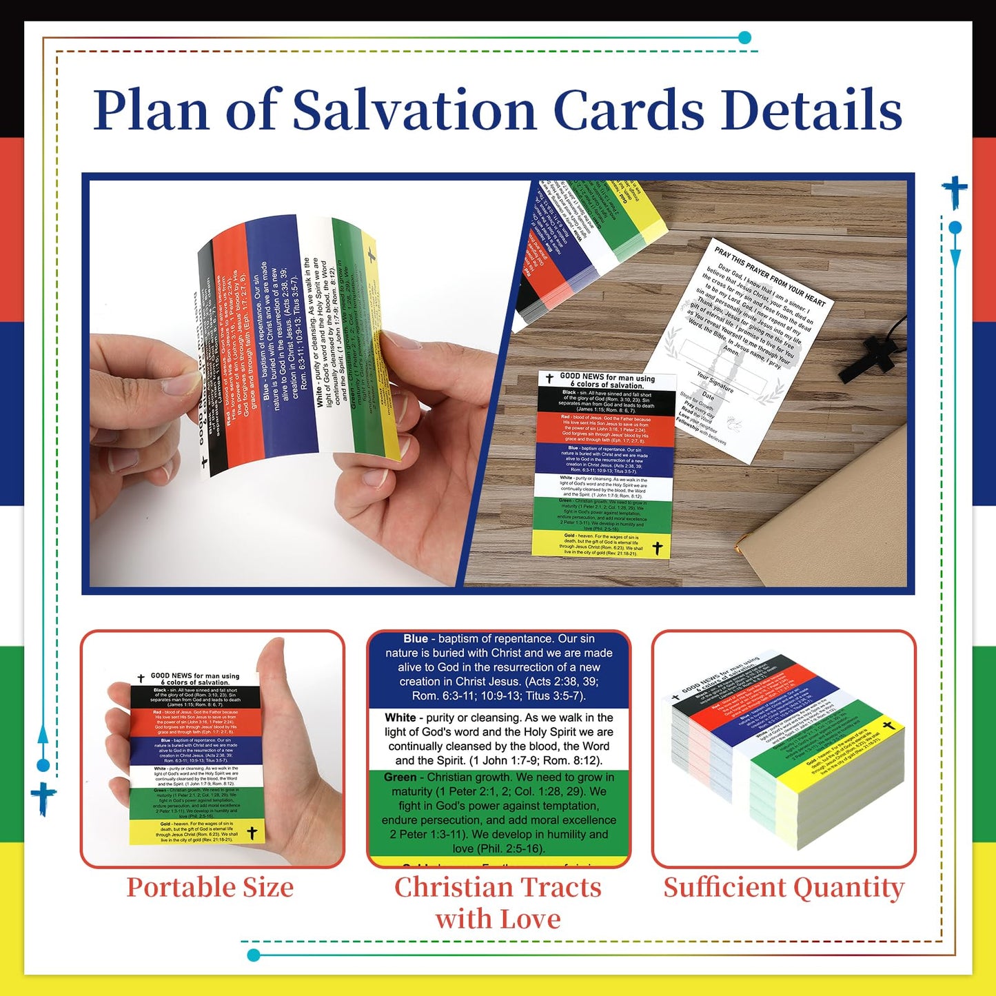 gisgfim 150Pcs Plan of Salvation Cards Bulk Bible Tracts Gospel Tracts Pocket Christian Tracts Prayer Cards Salvation Tract Mini Inspirational Bible Verses Wallet Planner Bookmark for Ministering Tool