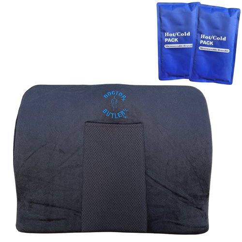 Doctor Butler's Orthopedic Memory Foam Cushion for Hemorrhoid Relief – Hemorrhoid Cushion for Relief of Discomfort with 2 Gel Inserts for Hot/Cold Therapy (1 Count)