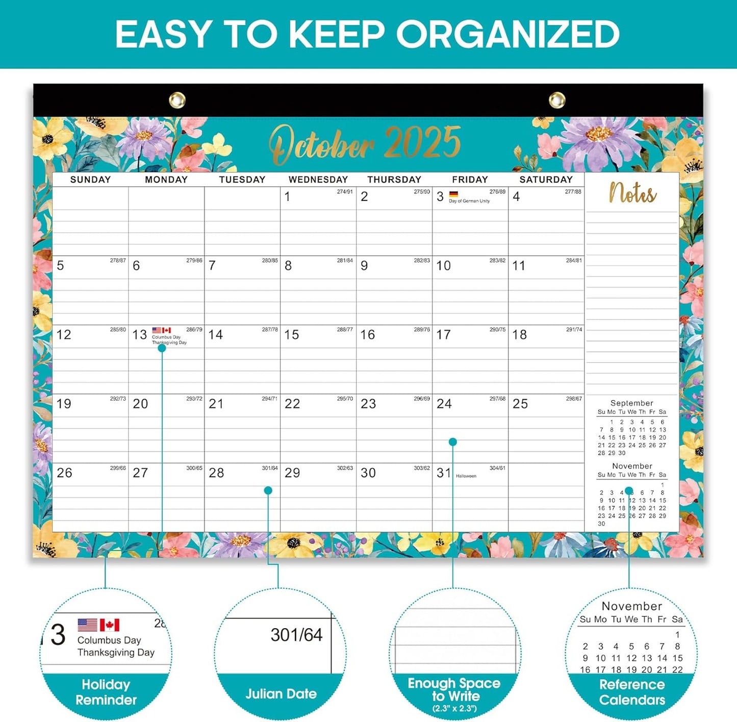 Skiennix Desk Calendar 2025-2027 | Stylish Design with Gel Pen Included