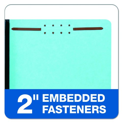 Globe Weis Pendaflex Pressboard Fastener Folders, Letter Size, Light Blue, 2" Expansion, 1/3 Cut, 25/BX (61542)