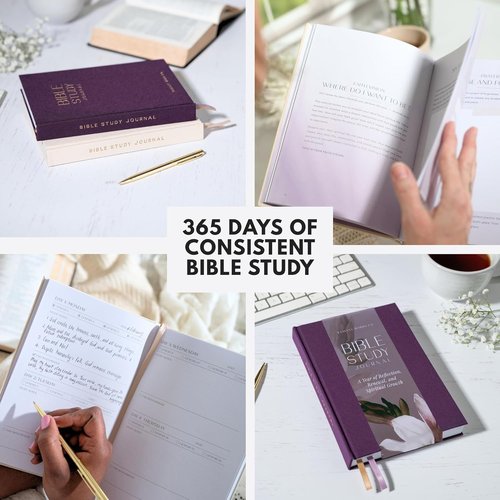 Bible Study Journal - 365-Day Guided Scripture Study & Prayer Tracker | A5 Hardcover, Elegant Design for Spiritual Growth
