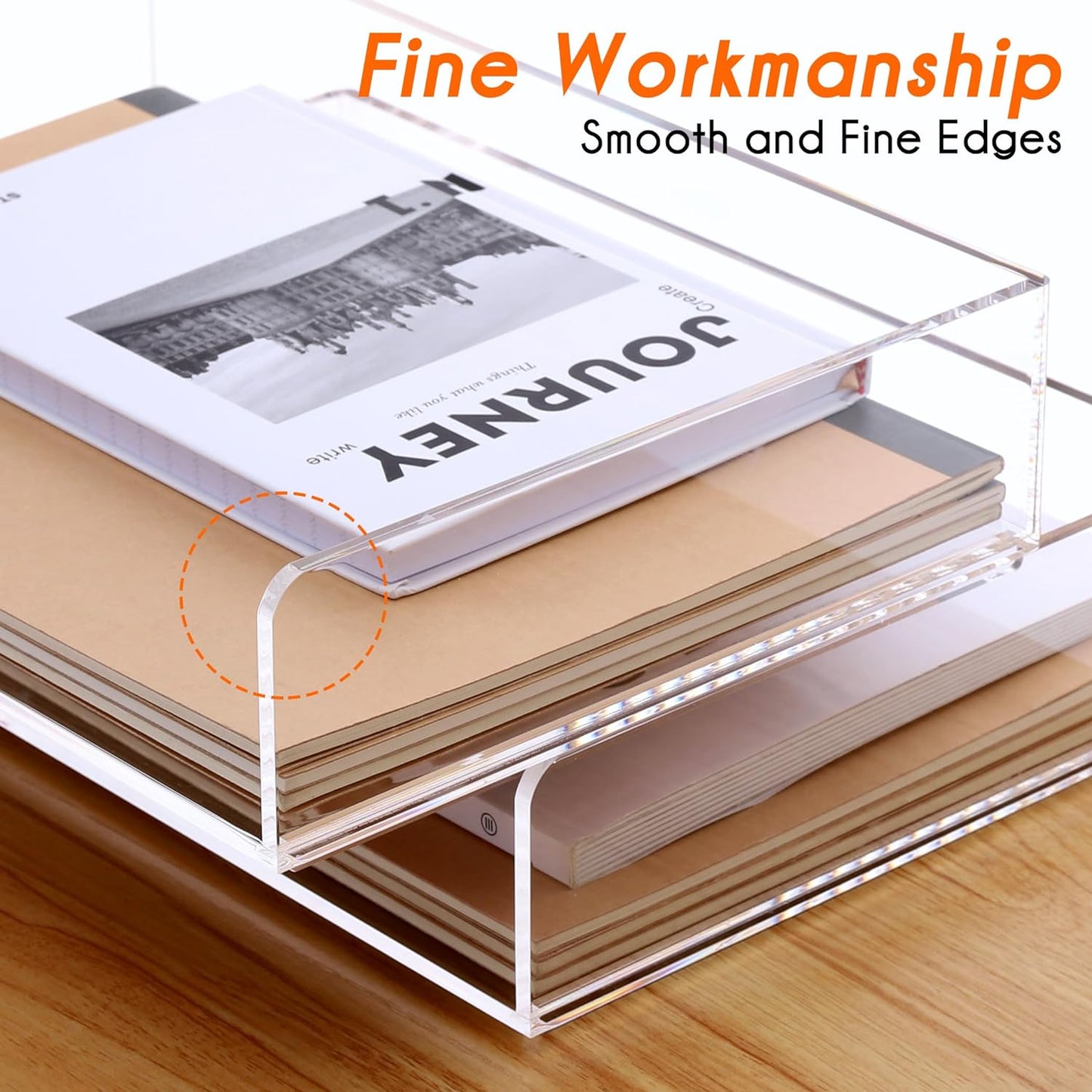 Skiennix Clear Acrylic Paper Tray Organizer - Stackable File Holder for Office & Classroom | 2-Tier Design