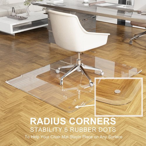 MESAILUP Beveled Edge Office Chair Mat for Carpet or Hardwood Floor 36" x 48" Clear Chair Mats for a Smooth Glide and Easy Roll On/Off, Heavy Duty and Non-Slip Pad Floor Ultimate Desk Chair Mat