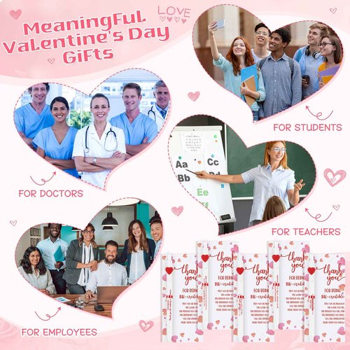 Jetec 40 Sets Valentines Pens Bulk Heart Employee Appreciation Gifts Inspirational Ballpoint Pen with Thank You Card Funny Pink Valentine Favors for Staff Teacher Nurse Office Supplies (Motivational)