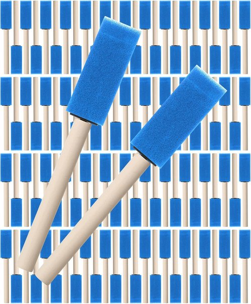 Bates Foam Paint Brushes - 1 Inch Blue Foam Brushes with Lightweight Wooden Handles | 100 Pack