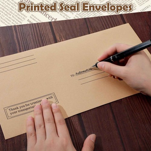 Feifeiya 200 Pcs License Plate Envelopes 13 x 6.5 Inch Brown Kraft Mailing Envelopes for License Plate Pictures Business Documents Invitation Cards (Fresh)