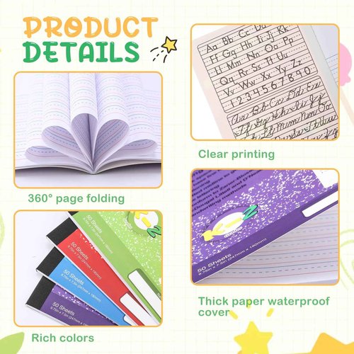 Fainne 50 Packs Primary Composition Notebook Bulk Primary Journal K-2 Grade 9 3/4 x 7 1/2 Inch Primarys Ruled Compositions Book for Kids Draw and Write School Supplies 100 Pages
