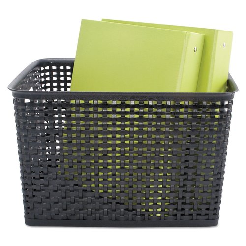 Advantus 40328 Weave Bins, 13 7/8 x 10 3/4 x 8 3/4, Plastic, Black, 2 Bins