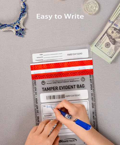 100 PCS 6”x9” Clear Business Bank Deposit Bags-High Level Security Cash Tamper Evident Bag