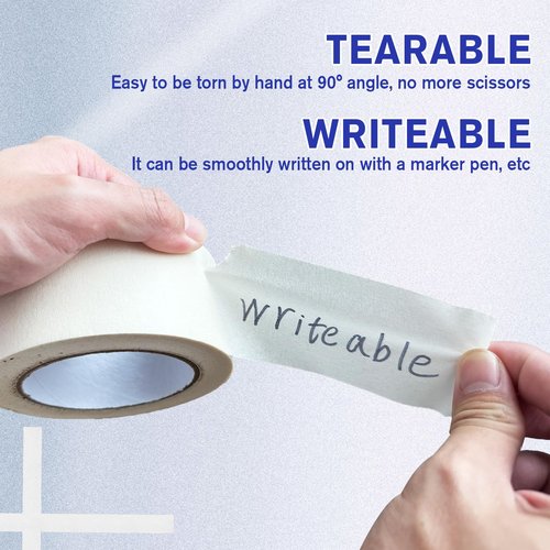 Dreamleven 2 Inch White Painter's Tape with Adhesive for Multi-Surface,General Purpose White Masking Tape for Wall Painting,Labeling,DIY Projects&Crafts,Automotive,Easy Peel and Remove,60 Yards