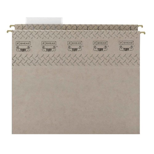 Smead TUFF Extra Capacity Box Bottom Hanging Folder, 2" Expansion, 1/3-Cut Easy Slide Tab, Letter Size, Steel Gray, 18 Per Box (64240)