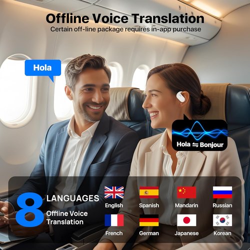 OWS AI Language Translator Earbuds - Real-Time 3-in-1 Translation Device for Travel & Learning | 144 Languages, White