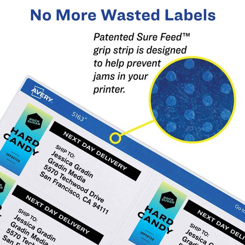 Avery Removable ID Labels, Sure Feed Technology, Removable Adhesive, 1" x 2-5/8", 5 Packs (6460)