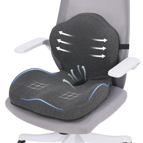 baibu Ergonomic Memory Foam Back and Lumbar Support Pillow for Good Posture Correction and Back Pain Relief, Perfect for Office Chair, Office Home Essentials, Dark Grey
