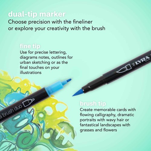 LYRA Aqua Brush Duo Brush Painters, Set of 24 Pens, Assorted Colors (6521240)