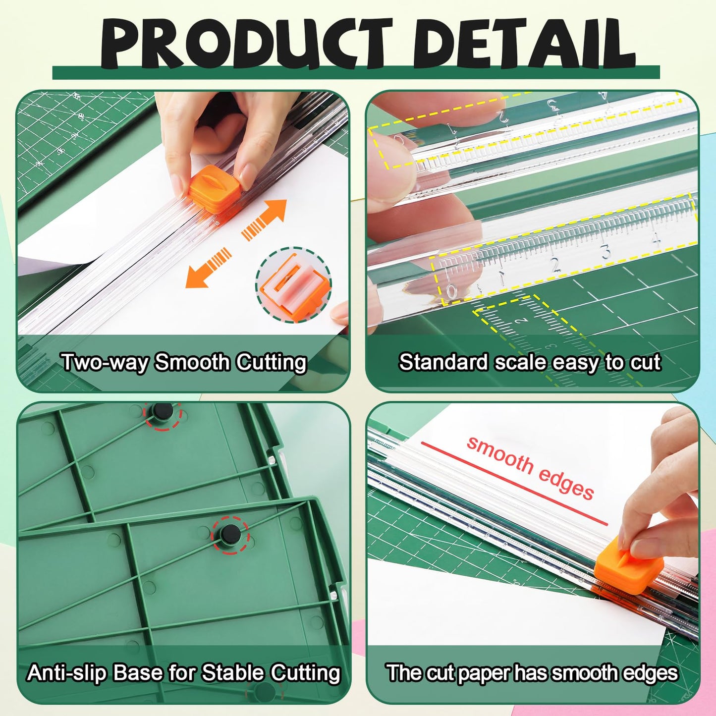 ForraFun 6 Pcs Paper Cutter A4 Size (12 Inch) Bulk Includes 25 Blades Sliding Paper Trimmer with Side Ruler for Scrapbooking Craft Coupon Label Cardstock Photos for Office Administrative Classroom