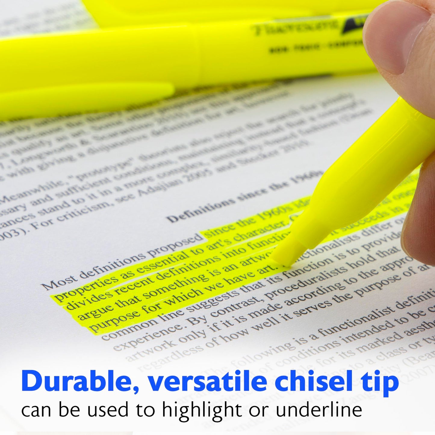BAZIC PRODUCTS Yellow Fluorescent Highlighters, Pen-Style, Pocket Clip, Chisel Tip, 5 Count, Quick-Dry Highlighter Ink