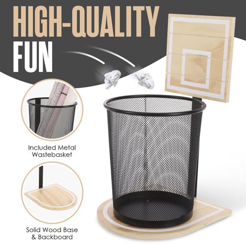 Houseables Basketball Trash Can, Basketball Hoop Trash Can, Hoop Bin, Wastebasket Game, Sports Garbage Bin, Fun Trashcan Net, for Bedroom, Kids Room, Gamer, Boys, Decor, Office, Gift, Wood Backboard