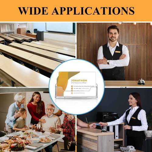 150 Pcs Plastic Business Card Holder for Desk Transparent Acrylic Clear Business Card Display Holder Stand for Exhibition Desktop Office Home Supplies Fits 30-50 Sheets