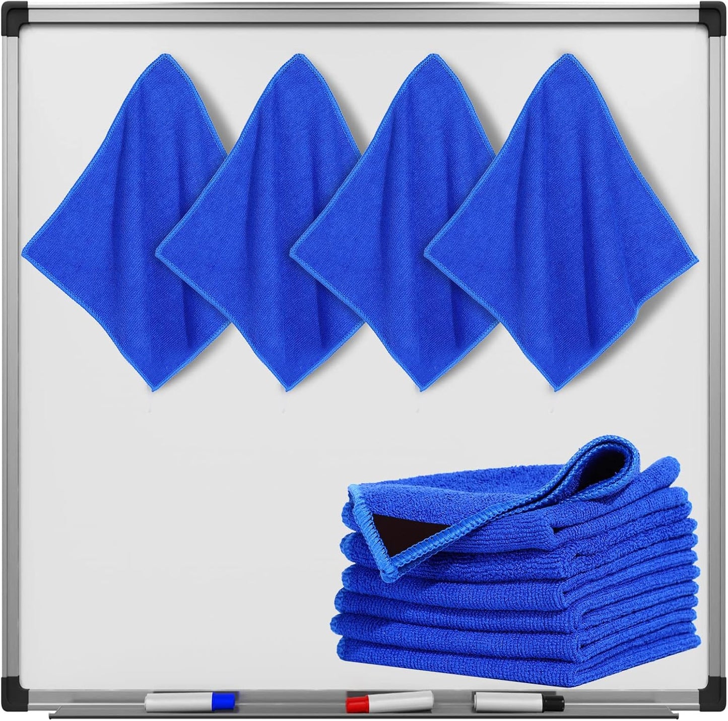 Zopeal Microfiber Dry Erase Board Cleaning Cloth - 8 Pack Washable Whiteboard Erasers | 10'' x 9.25'' Blue