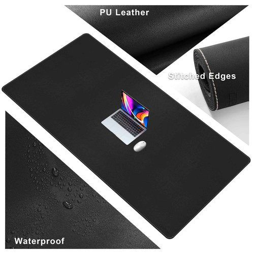 CENNBIE Leather Desk Mat, 63" x 31.4" Extra Large Desk Pad Blotter Protector, Extended Non-Slip Mouse Pad, Waterproof PU Leather Desk Mat on top of desks Large for Office and Home (Black)