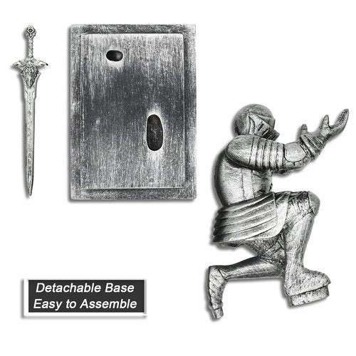 Miyolo Knight Pen Holder with a Sword Kneeling Medieval Soldier Pencil Stand Desk Organizers Fancy Cool Office Home Tabletop Decor for Men Father Husband