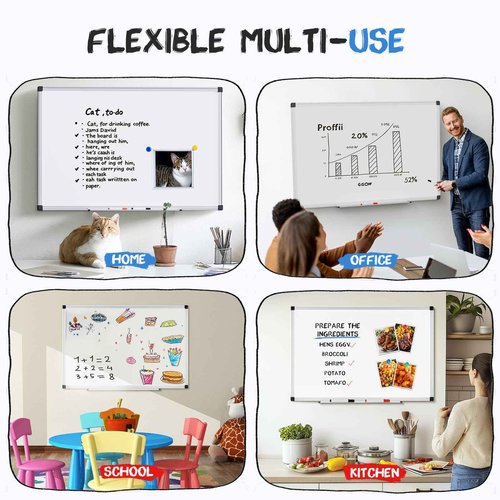 DUMOS Magnetic White Board, 36 X 24 Inches Dry Erase Board for Home Office School,Sliver Reinforced Aluminum Frame