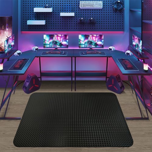 Vicwe Gaming Chair Mat for Hardwood Floor, 60"×46" Large Office Chair Mat, PVC Computer Chair Mats, Easy Glide, Floor Protector for Rolling Chair-Black