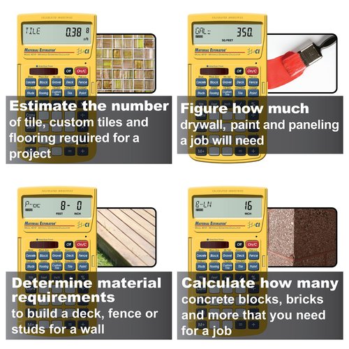 Calculated Industries 4019 Material Estimator Calculator | Finds Project Building Material Costs for DIY’s, Contractors, Tradesmen, Handymen and Construction Estimating Professionals,Yellow