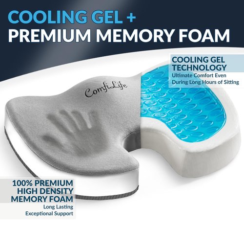 ComfiLife Gel Enhanced Seat Cushion & Lumbar Support Pillow Bundle – Ultimate Comfort and Pain Relief for Sitting
