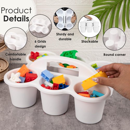 Find Scrapblooms 2 Pack Classroom Caddy For School,Kidsroom,Pencil Holder,Plastic Cup Caddy for Drink Delivery(White)