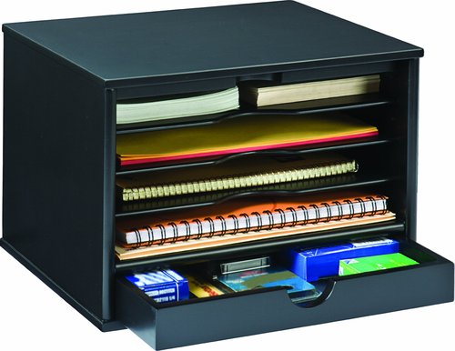 Victor Wood Midnight Black Collection, 4-Shelf Desktop Organizer, Black, (4720-5)