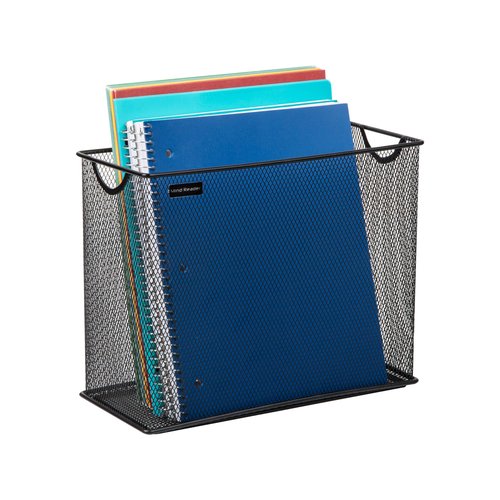 Mind Reader Vertical File Storage, Desktop Organizer, Hanging Files, Office, Metal Mesh, 12.25"L x 5.5"W x 10"H, Black
